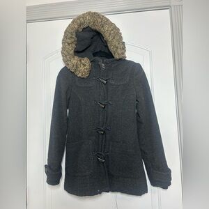 Vintage Y2K Aeropostle Puffer Jacket Faux Fur Hood Preppy Rare size XS twilight